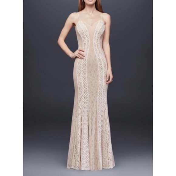 DB Studio Mixed Lace Sheath Gown Dress - Picture 1 of 12